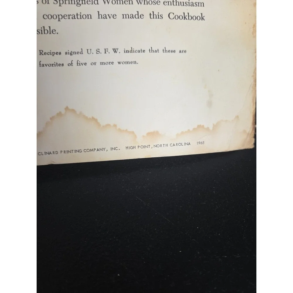 Springfield Friends Meeting Cookbook High Point, North Carolina 1965‎ Vintage